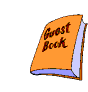 Desenho animado de um caderno sendo aberto, com a escritura na capa: 'guestbook'. A imagem redireciona você para o meu guestbook!