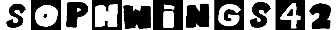 Logo do site, semelhante a do Cartoon Network, porém, escrito sophwings42 no lugar. Desenho feito digitalmente. Clicando sobre a imagem, você entrará para a página inicial (e se arrepender...)